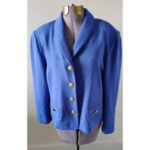 Vtg Castleberry Santana Knit Jacket Cardigan Sweater Old Money Purple Gold 12 14